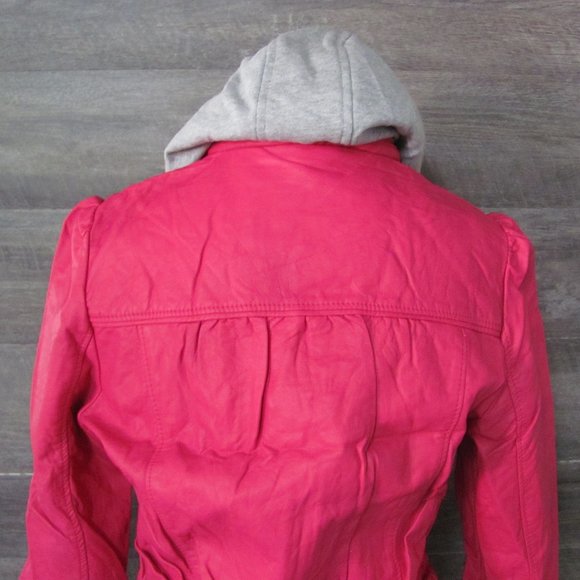 PALOMARES LADIES MAGENTA VEGAN LEATHER BOMBER JACKET - Picture 9 of 14